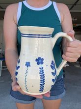 Load image into Gallery viewer, Hand-Painted Blue Floral Pitcher
