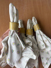 Load image into Gallery viewer, *Set of 4* Yellow Napkin Rings &amp; Hand-Sewn Napkins
