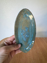 Load image into Gallery viewer, Hand-Carved Blue Flower Trinket Tray
