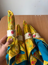 Load image into Gallery viewer, *Set of 4* Rose Napkin Ring &amp; Hand-Sewn Napkins
