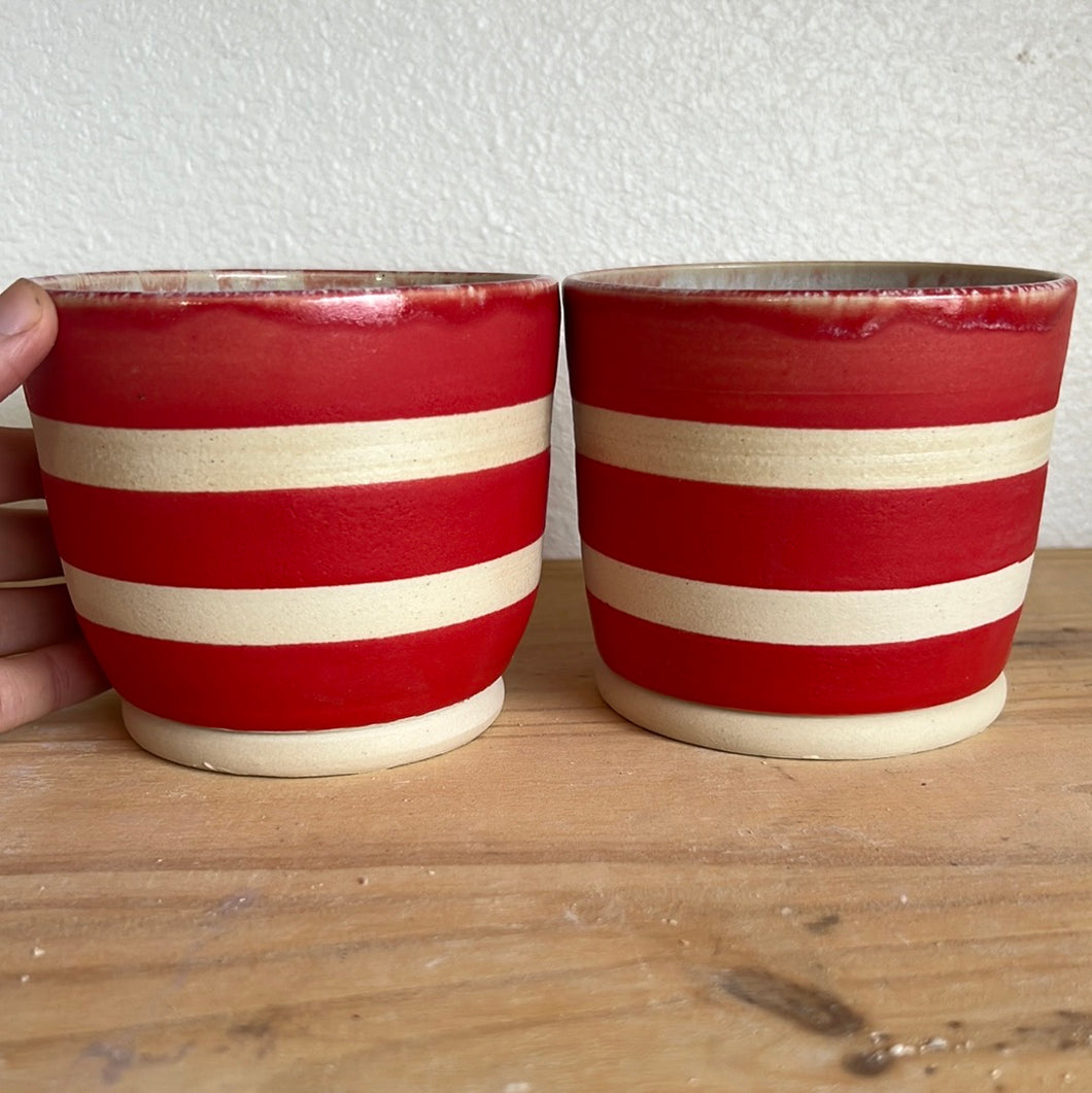 SET OF 2 Red Striped Drippy Tumblers